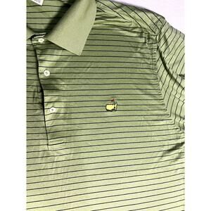 Fairway & Greene Golf Polo Men Masters Green Stripe Short Sleeve Shirt Large